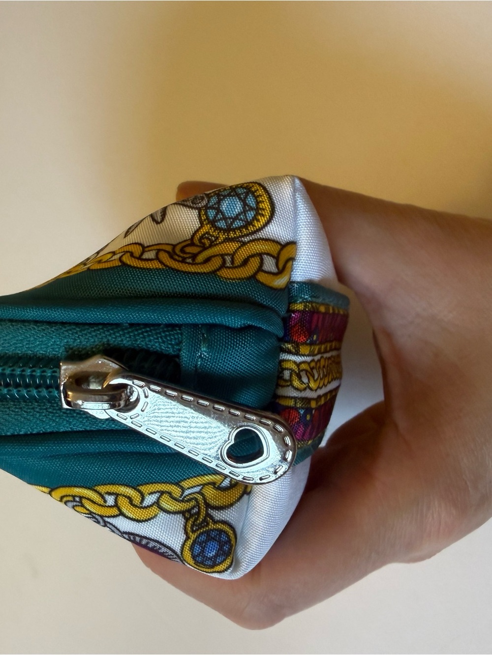 Brighton Teal, White & Gold Charm Cosmetic Pouch - Picture 5 of 8